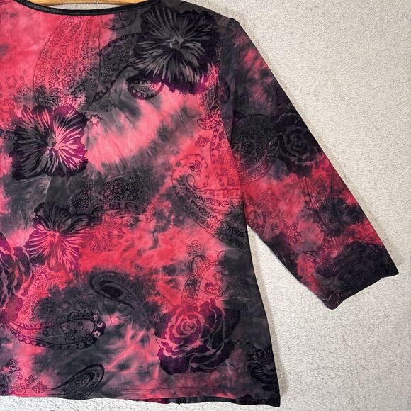 Serenade Top Women’s Size 1X Black Red Fairy Grunge Goth Vamp Tie Dye Whimsigoth - Picture 13 of 14